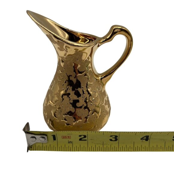 Vintage Kingwood Ceramics 22Kt Gold Weeping Mini Pitcher Collectable Made In USA - Picture 10 of 12